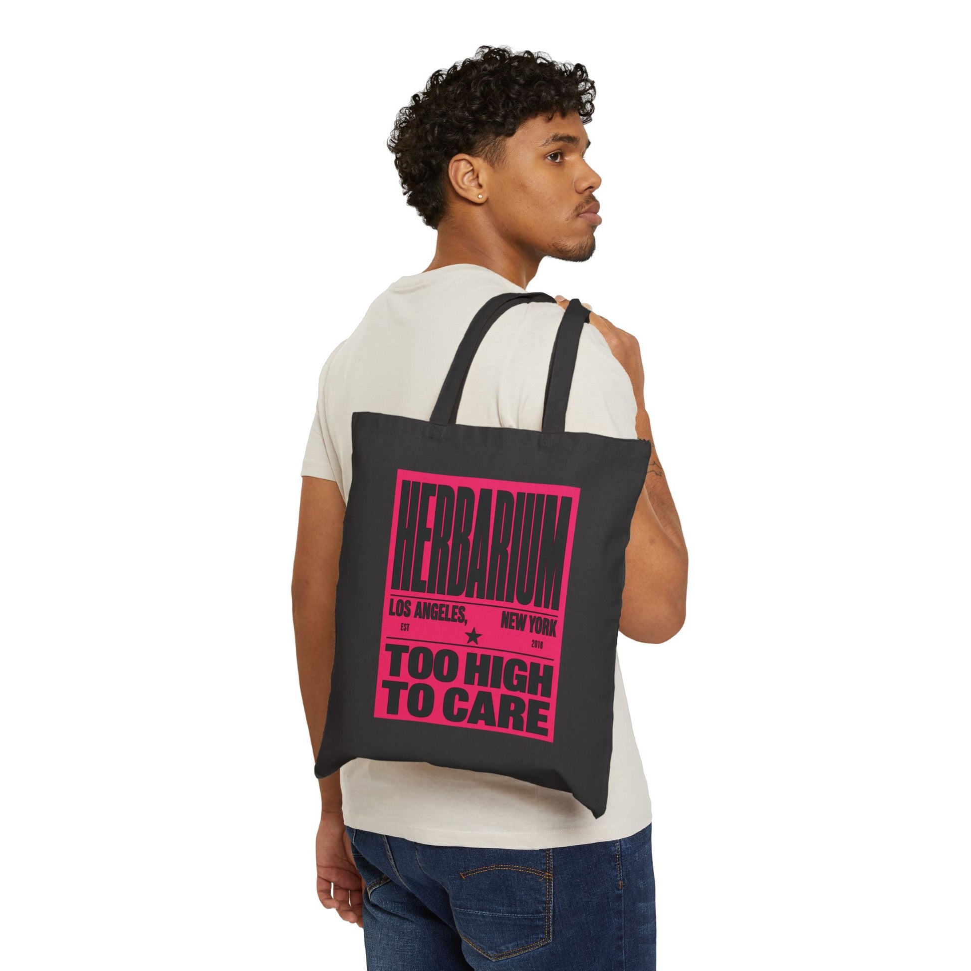 Herbarium Too High to Care canvas tote back view